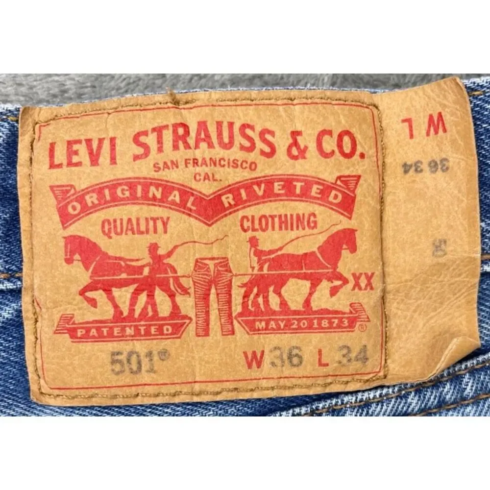 Levi's 501 Button-Fly Straight Fit Blue Denim Jeans Size 36x34 (Actual 34x31)‎